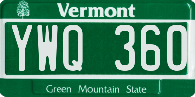 VT license plate YWQ360