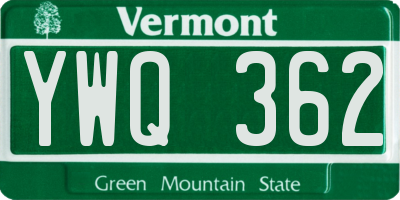 VT license plate YWQ362