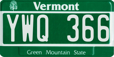 VT license plate YWQ366