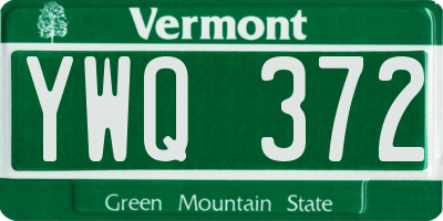 VT license plate YWQ372