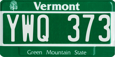 VT license plate YWQ373