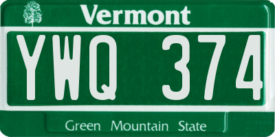 VT license plate YWQ374