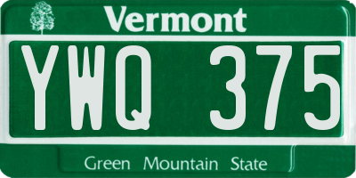 VT license plate YWQ375