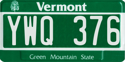 VT license plate YWQ376