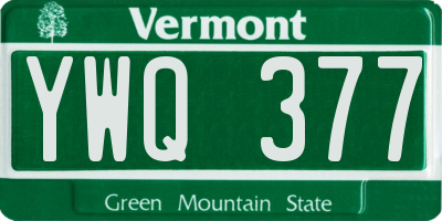 VT license plate YWQ377