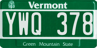 VT license plate YWQ378