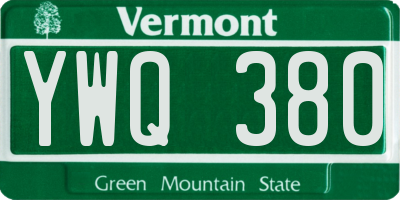 VT license plate YWQ380