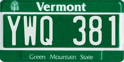 VT license plate YWQ381