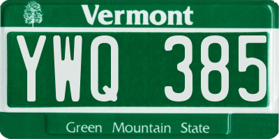 VT license plate YWQ385