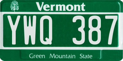 VT license plate YWQ387