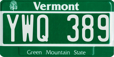 VT license plate YWQ389