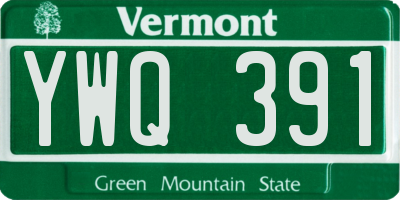 VT license plate YWQ391