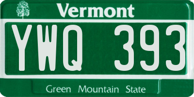 VT license plate YWQ393