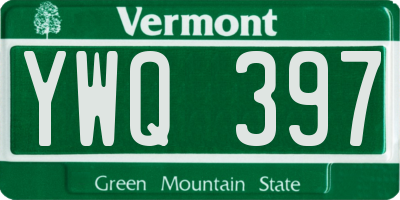 VT license plate YWQ397