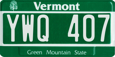 VT license plate YWQ407
