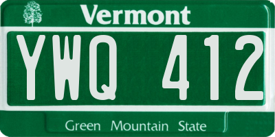 VT license plate YWQ412