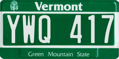 VT license plate YWQ417