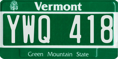 VT license plate YWQ418