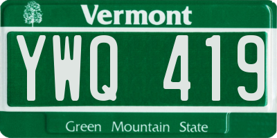 VT license plate YWQ419