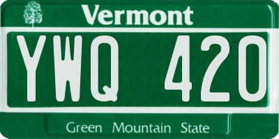 VT license plate YWQ420