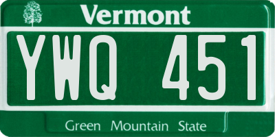 VT license plate YWQ451