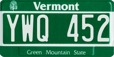 VT license plate YWQ452