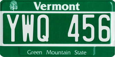 VT license plate YWQ456