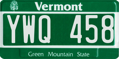 VT license plate YWQ458