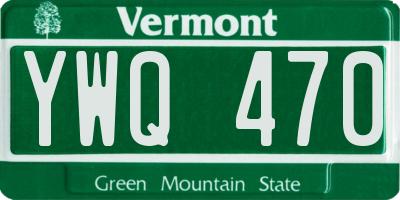VT license plate YWQ470
