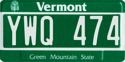 VT license plate YWQ474