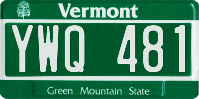 VT license plate YWQ481