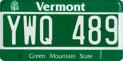 VT license plate YWQ489