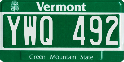 VT license plate YWQ492