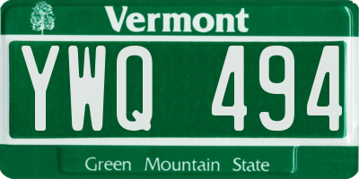 VT license plate YWQ494