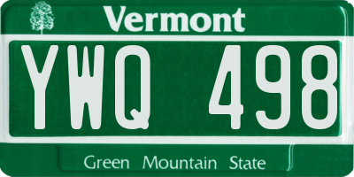 VT license plate YWQ498