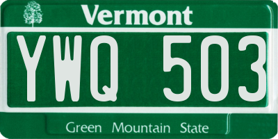 VT license plate YWQ503