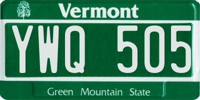 VT license plate YWQ505