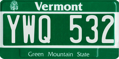 VT license plate YWQ532