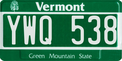 VT license plate YWQ538