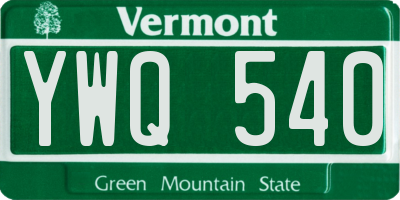 VT license plate YWQ540