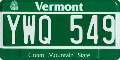 VT license plate YWQ549