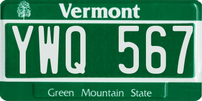 VT license plate YWQ567