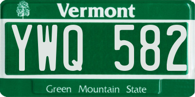 VT license plate YWQ582