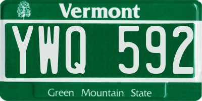 VT license plate YWQ592