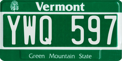 VT license plate YWQ597