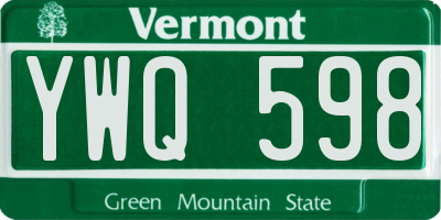 VT license plate YWQ598