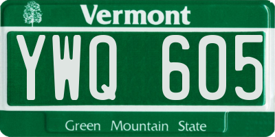 VT license plate YWQ605