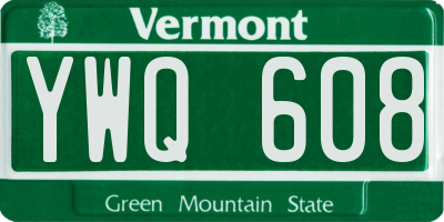 VT license plate YWQ608
