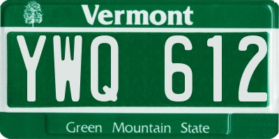 VT license plate YWQ612
