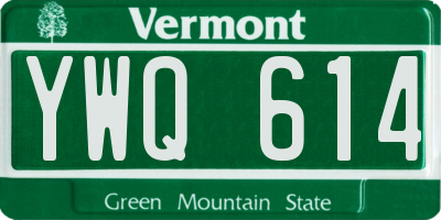 VT license plate YWQ614
